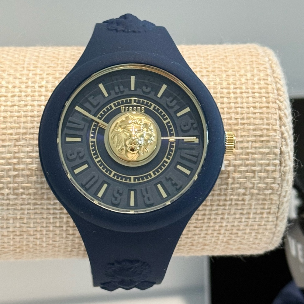 Versus Versace Women's 3 Hand Quartz Fire Island Blue Silicone Watch, 39mm